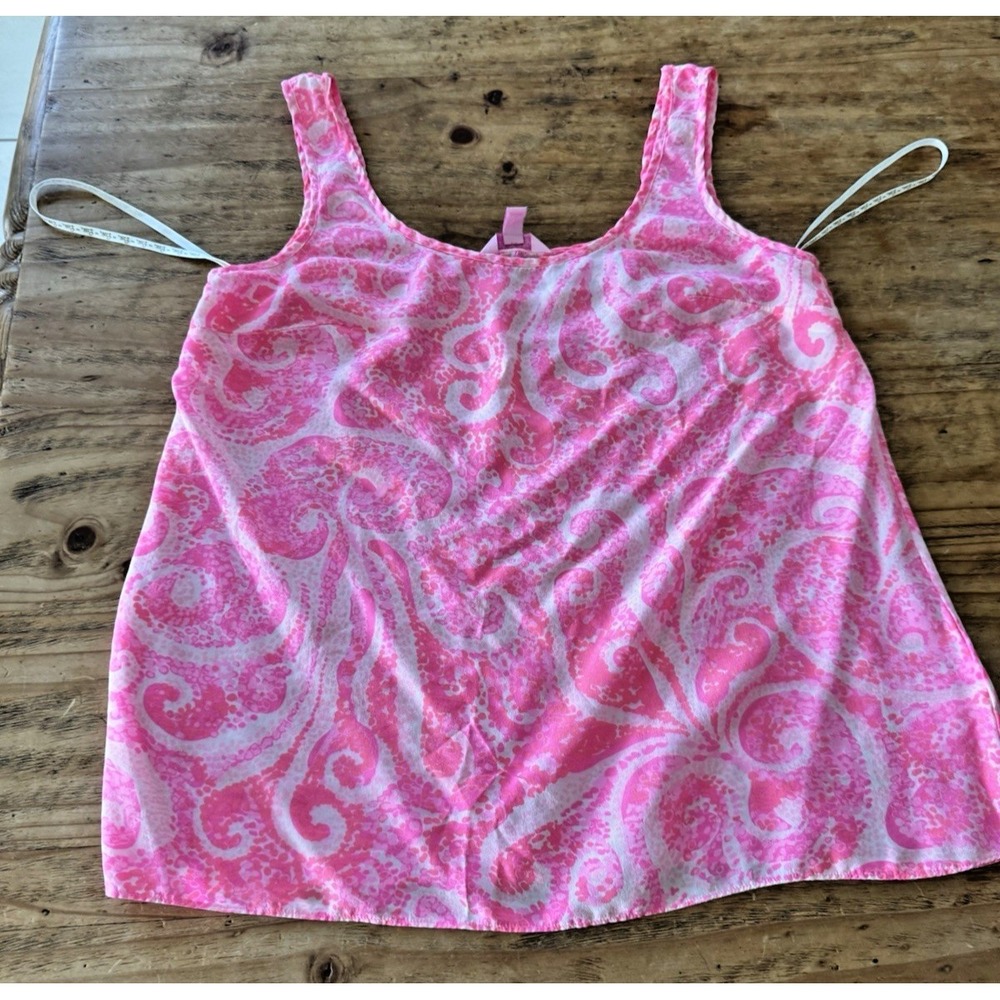 Lilly Pulitzer Cosmos Pink Pout Printed 100% Silk Sleeveless Tank Top Sz S - Picture 5 of 7